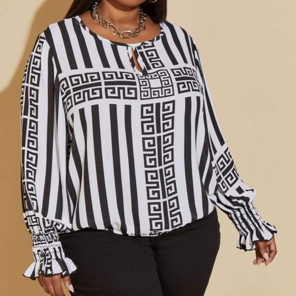Ashley Stewart Printed Keyhole Blouse - Picture 2 of 8